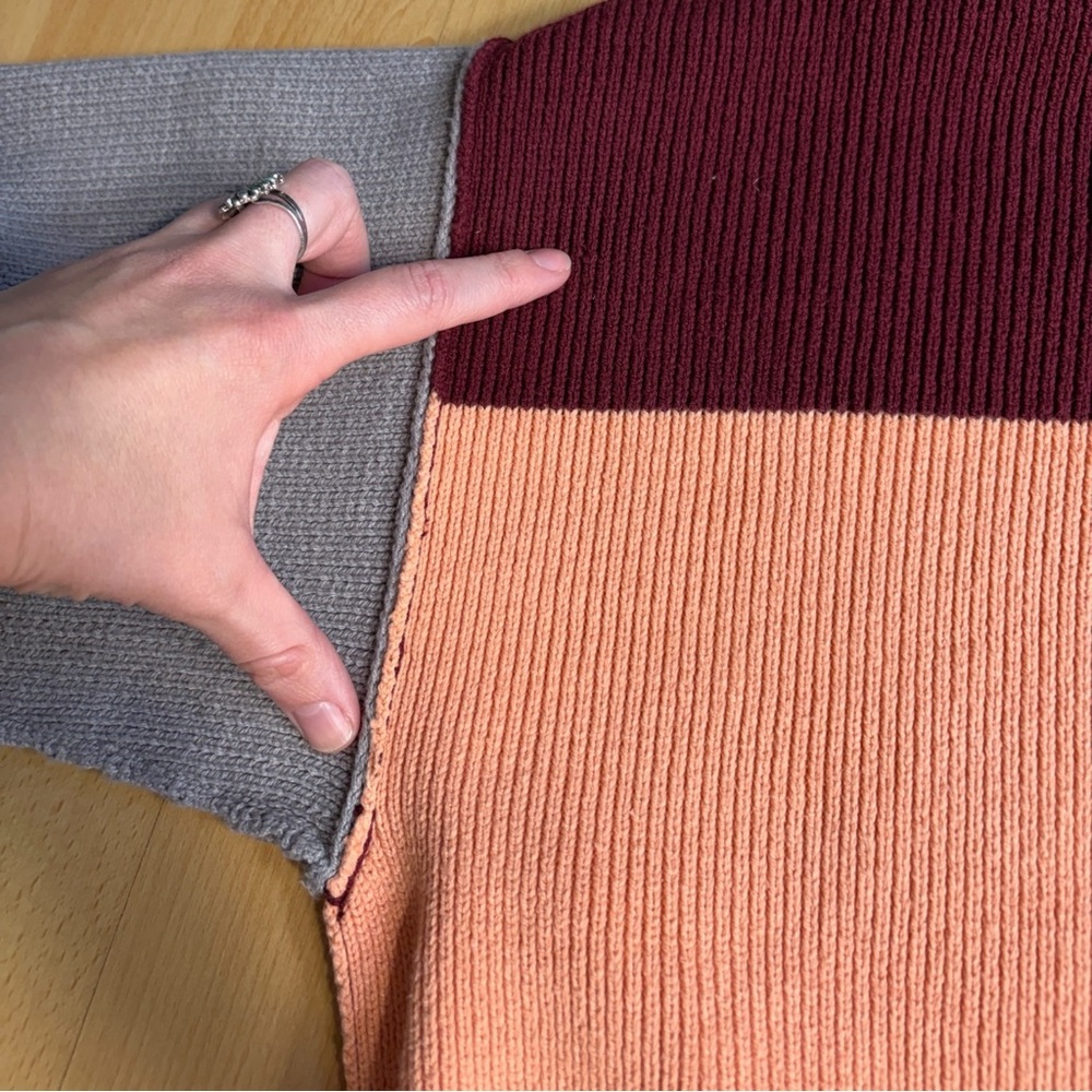 Free People Easy Street Tunic Oversized Colorblock Peach Maroon Beige - Picture 15 of 16
